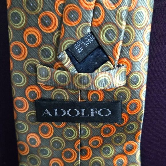 Adolfo Multicolor Geometric Men's Tie - Picture 3 of 3